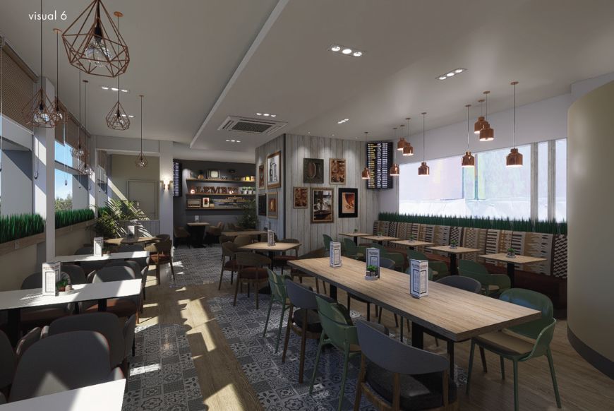 The inside of a resturant